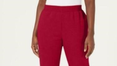 Karen Scott Women's Petite Classic Fleece Elastic Waist Pants Red Size Medium