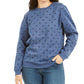 Karen Scott Women's port Dot Print Sweatshirt  Blue Size Extra Small