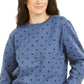 Karen Scott Women's port Dot Print Sweatshirt  Blue Size Extra Small