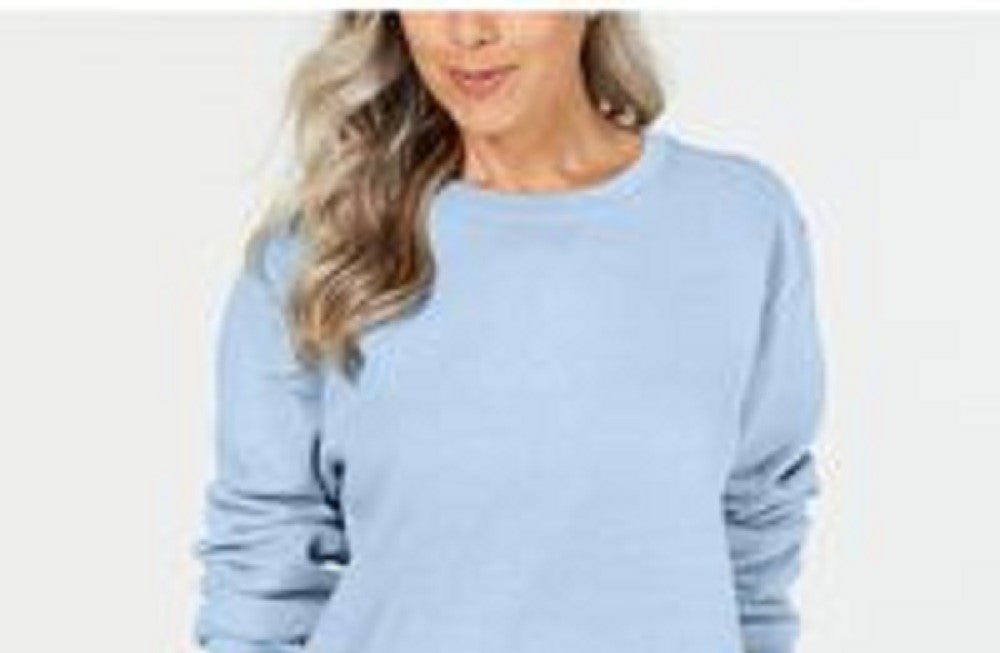 Karen Scott Women's Fleece Sweatshirt Blue Size Medium