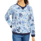 Karen Scott Women's Floral-Print Fleece Sweatshirt Blue Size Medium