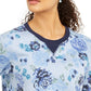Karen Scott Women's Floral-Print Fleece Sweatshirt Blue Size Medium