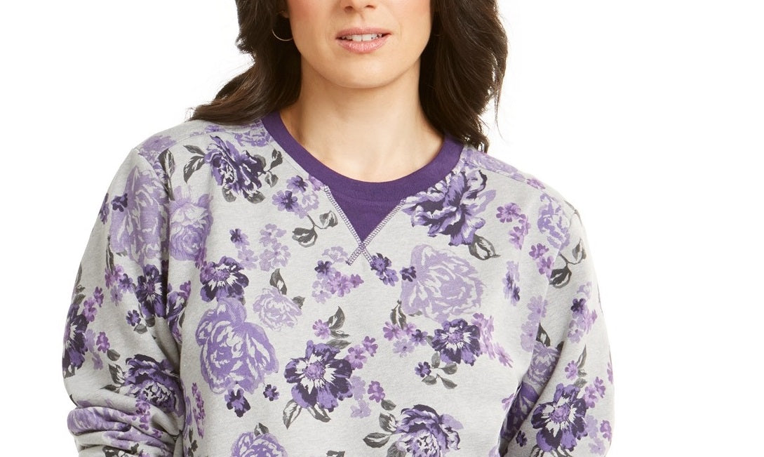 Karen Scott Women's Sport Key Garden Fleece Sweatshirt Cassis Size 2 Extra Large