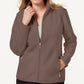 Karen Scott Women's Petite Zeroproof Fleece Jacket Brown Size Petite Large