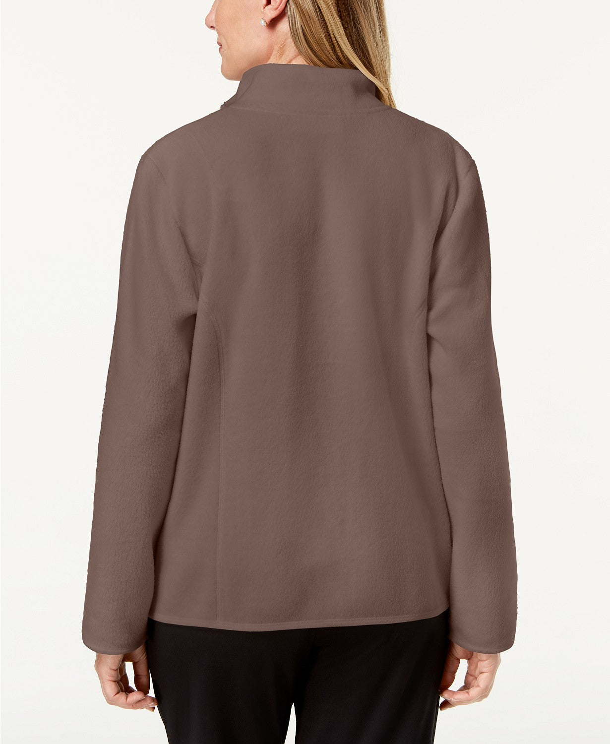 Karen Scott Women's Petite Zeroproof Fleece Jacket Brown Size Petite Large