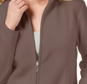 Karen Scott Women's Petite Zeroproof Fleece Jacket Brown Size Petite Large