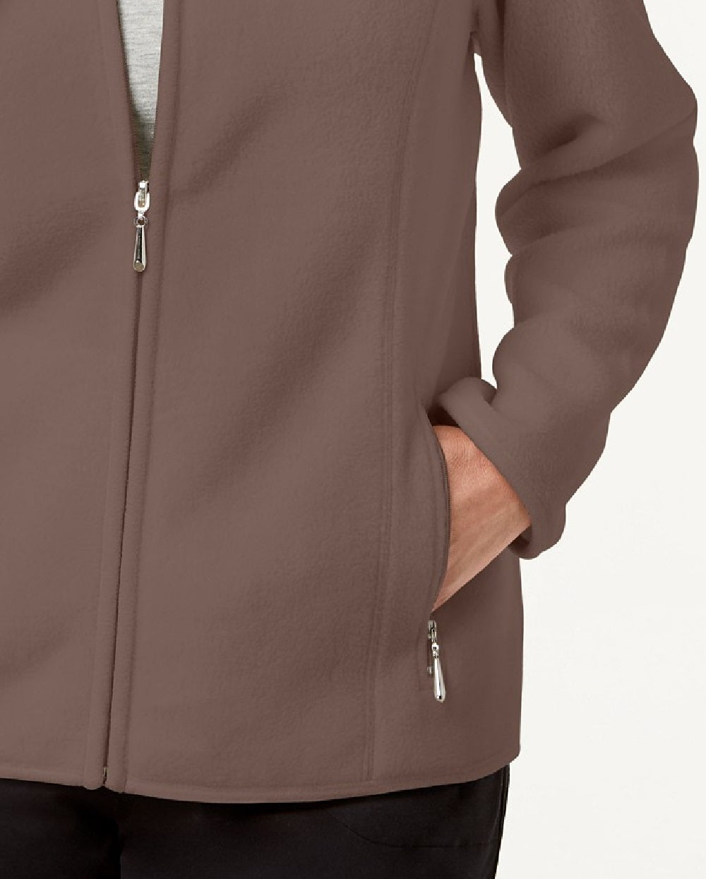 Karen Scott Women's Petite Zeroproof Fleece Jacket Brown Size Petite Medium