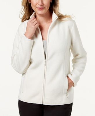 Karen Scott Women's Petite Zeroproof Fleece Jacket White Size X-Large