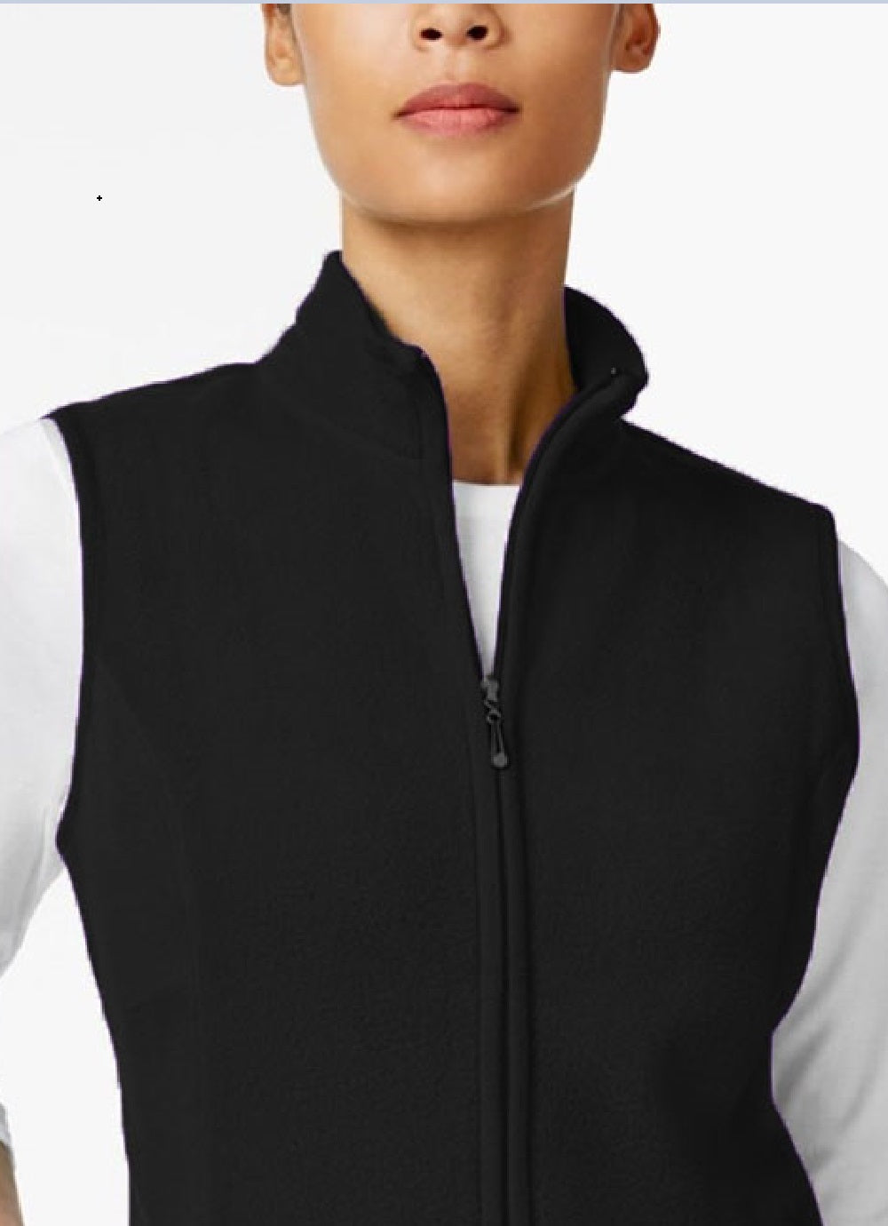 Karen Scott Women's Petite Zeroproof Fleece Vest Black Size Medium