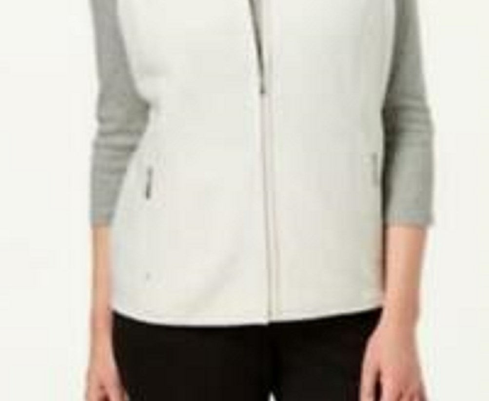 Karen Scott Women's Fleece Zip-Front Vest White Size Petite Extra Large