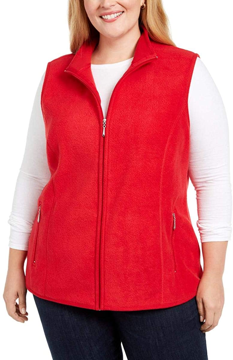 Karen Scott Women's Plus Size Zip-Front Vest Red Size 3 X-Large
