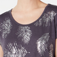 Style & Co Women's Leaf-Print Scoop-Neck Top  Gray Size Small
