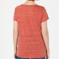 Style & Co Women's Graphic V-Neck Top Orange Size Extra Large