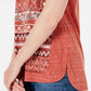 Style & Co Women's Graphic V-Neck Top Orange Size Extra Large