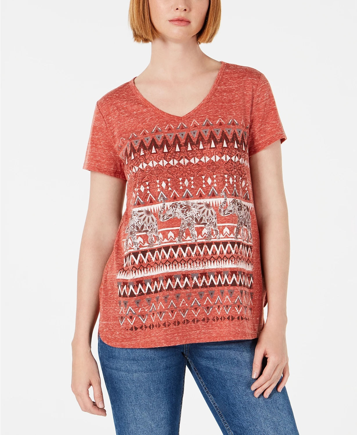 Style & Co Women's Petite Graphic T-Shirt Dark Orange Size Petite Large