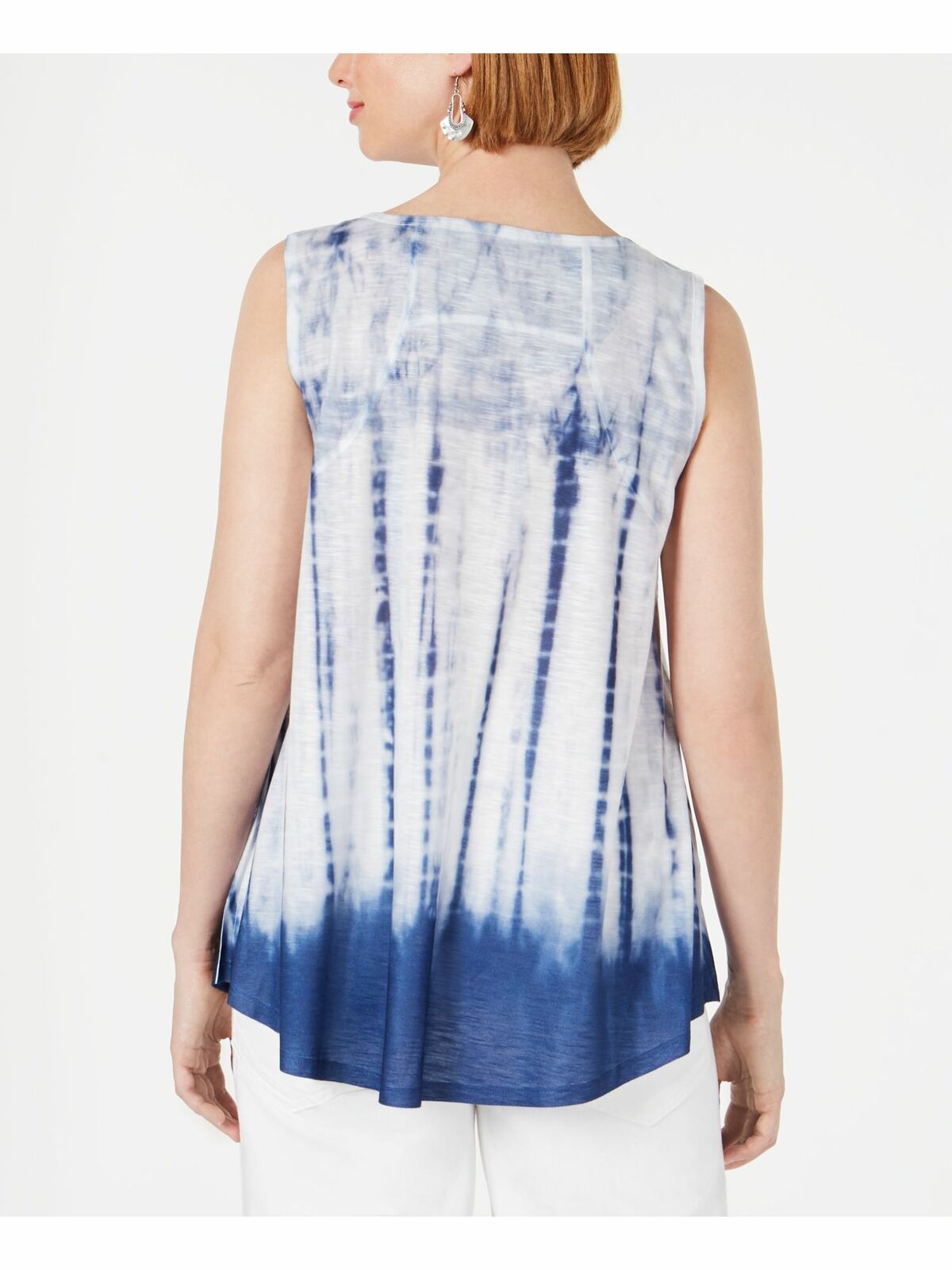 Style & Co Women's Graphic Tie-Dyed Sleeveless Top White Size Extrra Small