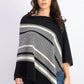 Charter Club Women's Cashmere Chevron Striped Poncho Black Size Regular