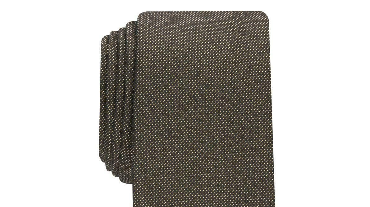 Alfani Men's Solid Texture Slim Tie Dark Yellow Size Regular