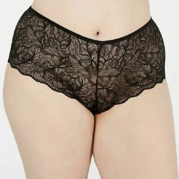 INC International Concepts Women's Plus Size Lace Boyshort Black Size Extra Large