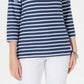 Karen Scott Women's Petite Floral Striped Boat-Neck Top Blue Size Medium