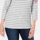 Karen Scott Women's Petite Floral Striped Boat-Neck Top  Gray Size Extra Large