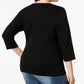 Karen Scott Women's Cotton Giraffe Pair T-Shirt Black Size Extra Large