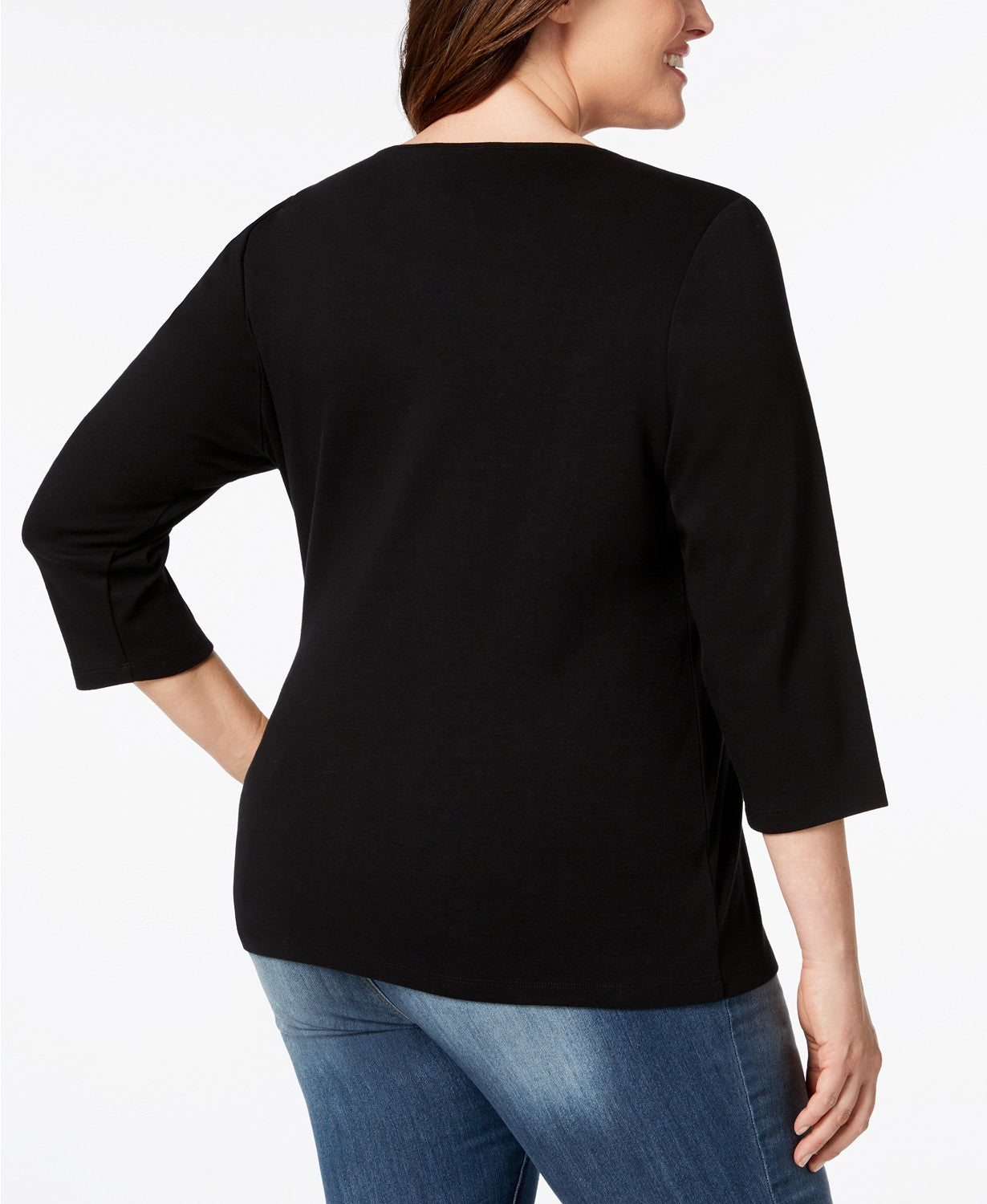 Karen Scott Women's Cotton Giraffe Pair T-Shirt Black Size Extra Large