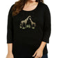 Karen Scott Women's Cotton Metallic Giraffe Top Black Size 0X