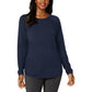 Karen Scott Women's Ribbed Cotton Pullover Sweater Blue Size Small