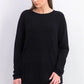 Karen Scott Women's Ribbed Cotton Pullover Sweater Black Size Medium