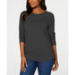 Karen Scott Women 's Ribbed Cotton Pullover Sweater Black Size Small