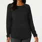 Karen Scott Women 's Ribbed Cotton Pullover Sweater Black Size Small