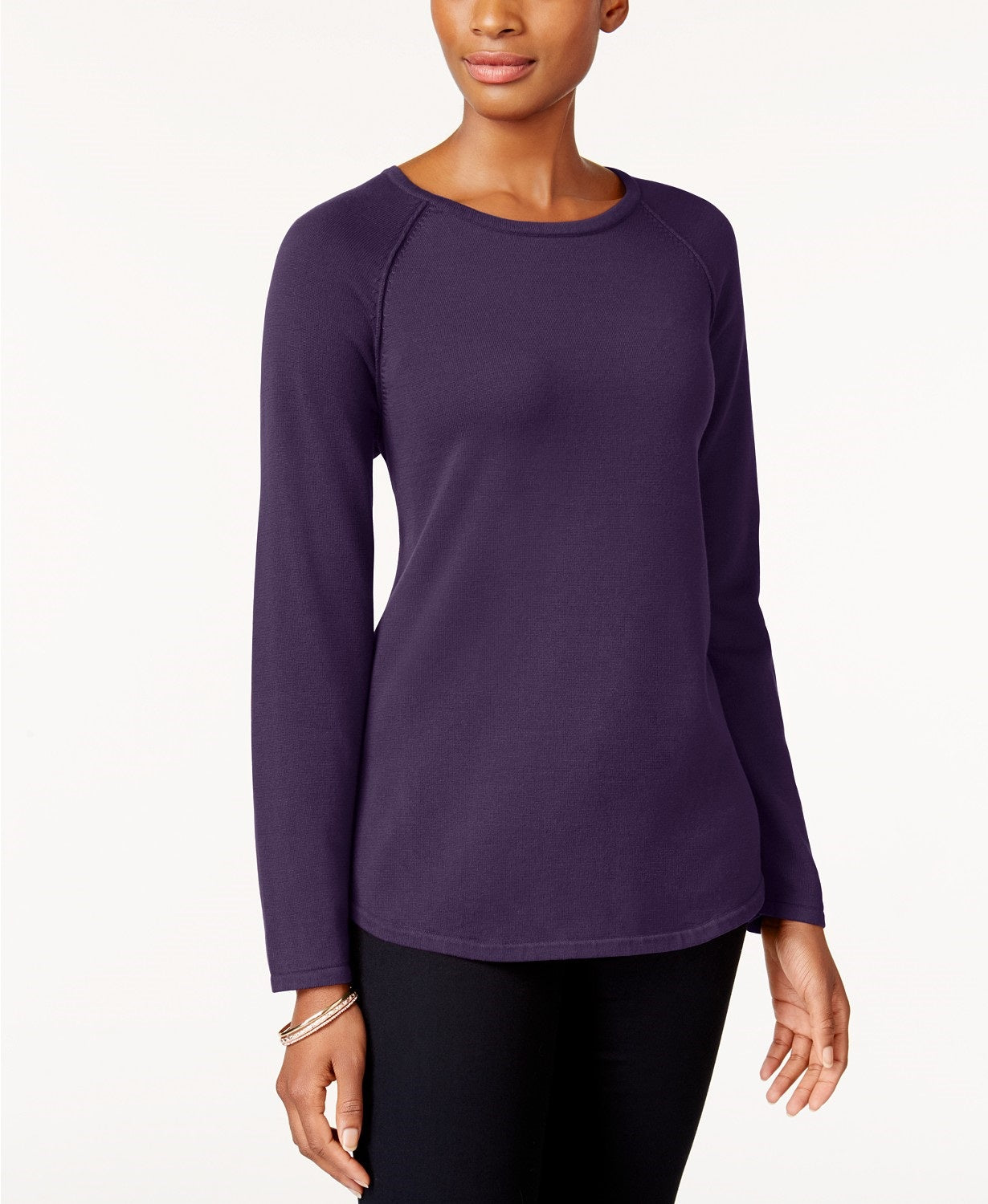 Karen Scott Women's Petite Cotton Sweater  Blue Size Petite Large