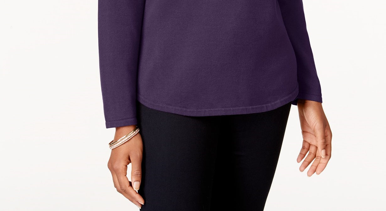 Karen Scott Women's Petite Cotton Sweater  Blue Size Petite Large