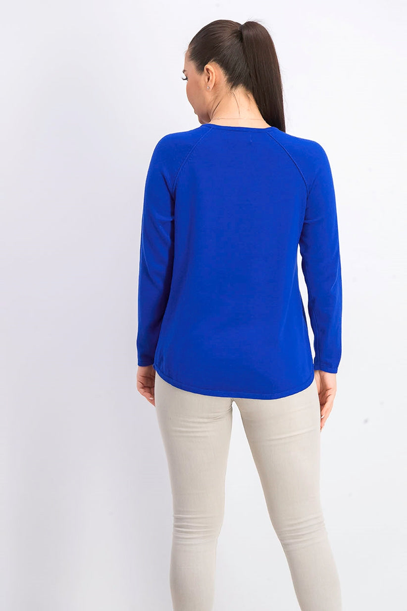 Karen Scott Women's Petite Cotton Sweater Blue Size Petite Medium