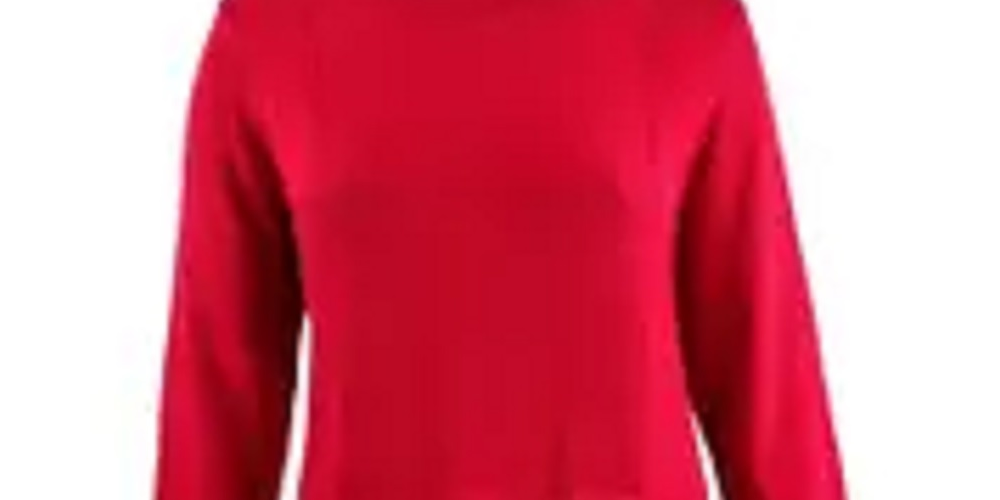 Karen Scott Women's Plus Size Curved-Hem Cotton Sweater Bright Red Size 3X