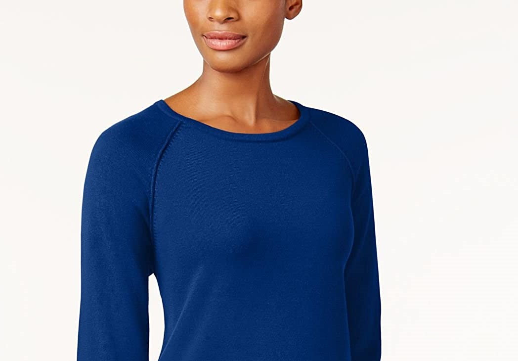 Karen Scott Women's Curved-Hem Sweater Blue Size XX-Large