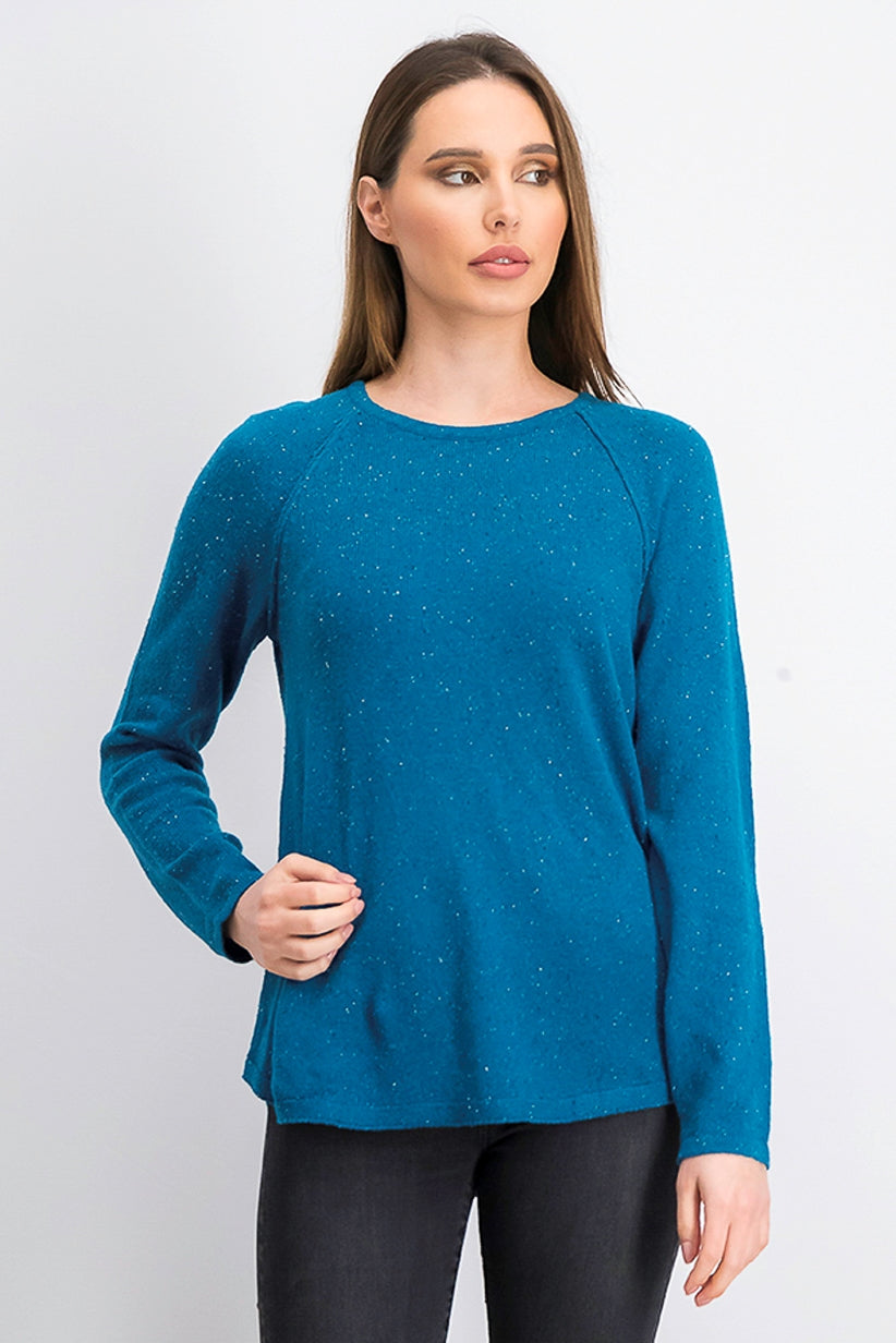 Karen Scott Women's Curved-Hem Sweater Blue Size Large