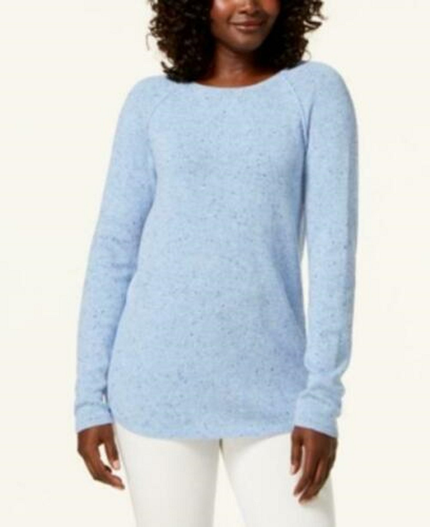 Karen Scott Women's Curved-Hem Sweater Blue Size Small