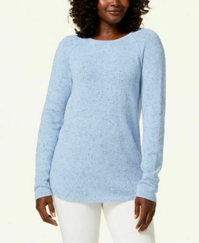 Karen Scott Women's Curved-Hem Sweater Blue Size Large