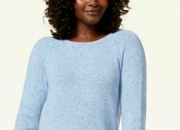 Karen Scott Women's Curved-Hem Sweater Blue Size Large