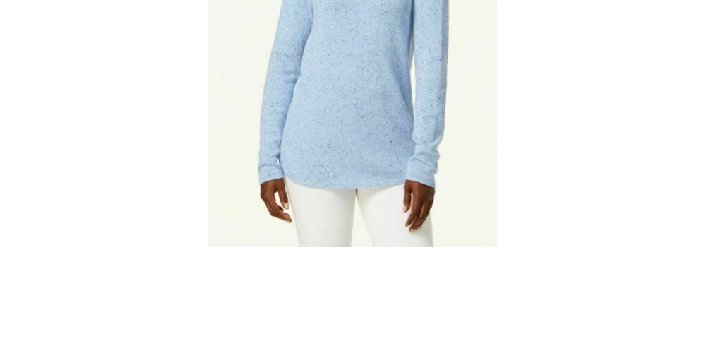 Karen Scott Women's Curved-Hem Sweater Blue Size Large