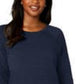 Karen Scott Women's Curved-Hem Sweater Dark Blue Size Small