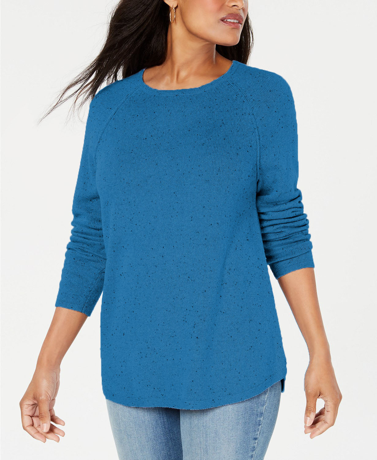 Karen Scott Women's Curved-Hem Sweater Green Size Large