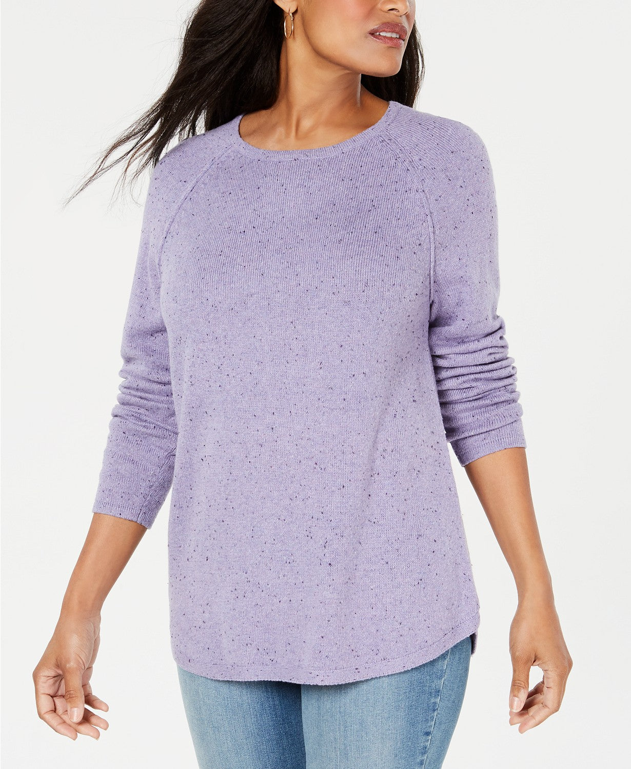 Karen Scott Women's Curved-Hem Sweater Lt/Pas Purple Size Small