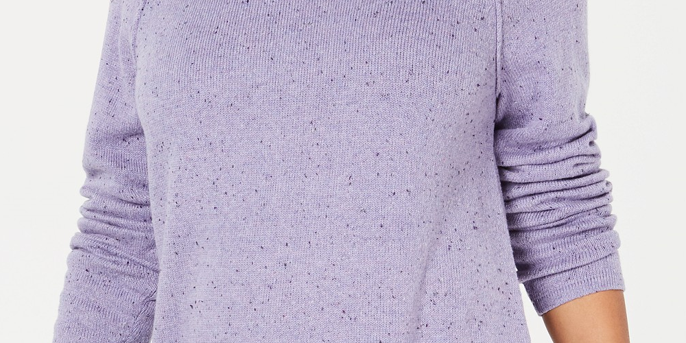 Karen Scott Women's Curved-Hem Sweater Purple Size Large