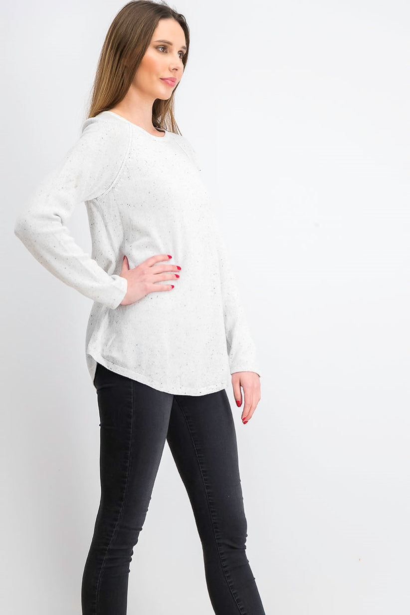 Karen Scott Women's Curved-Hem Sweater White Size Medium