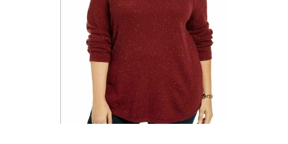 Karen Scott Women's Petite Long-Sleeve Curved Hem Sweater Red Size Petite X-Large