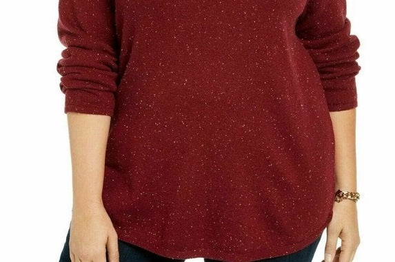 Karen Scott Women's Petite Long-Sleeve Curved Hem Sweater Red Size Petite X-Large
