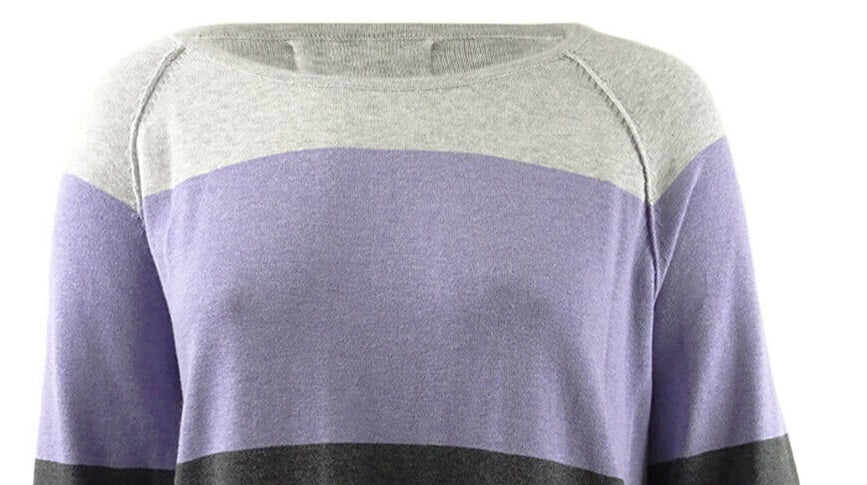 Karen Scott Women's Colorblocked Pullover Sweater Purple Size Large
